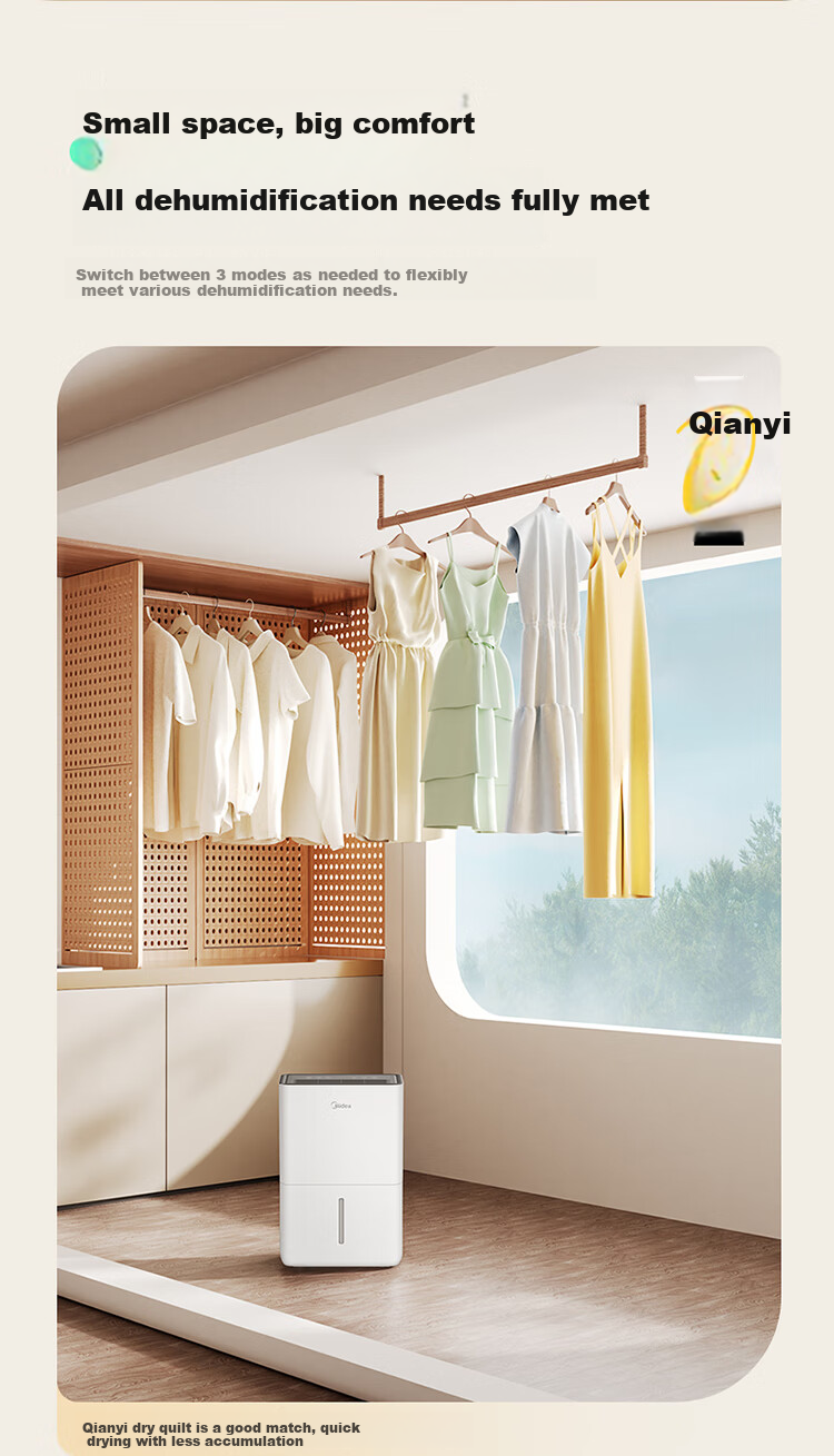 Midea Dehumidifier, 12L/day Capacity, Self-Operated Home Use for 20㎡, Quiet Operation, Compact Size, Suitable for Living Room And Bedroom, Moisture-Proof, Clothes Drying, Dehumidification Device CF12BD/N7-DO 14
