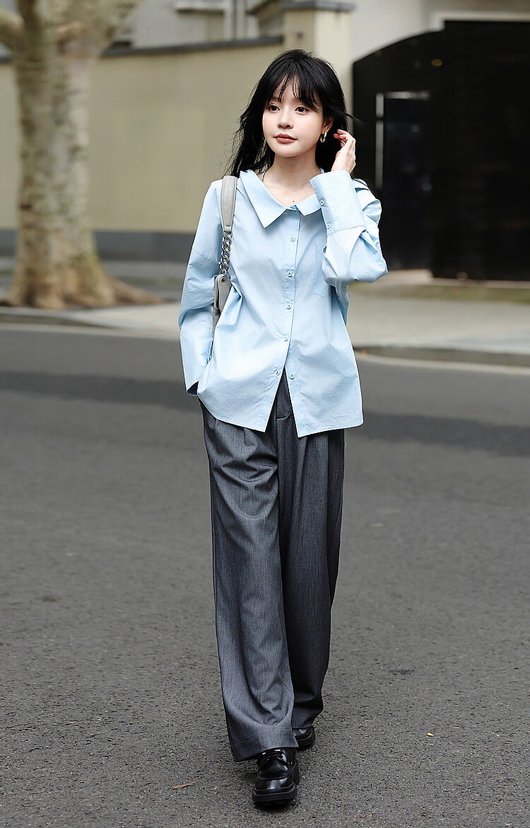 Dme [Pure Cotton Dominant Area] Spring And Autumn Korean-Style Slightly Chubby Pear-Shaped Shirt, Off-Shoulder, Tie-Waist, Concealing Shirt, Women's Top 7