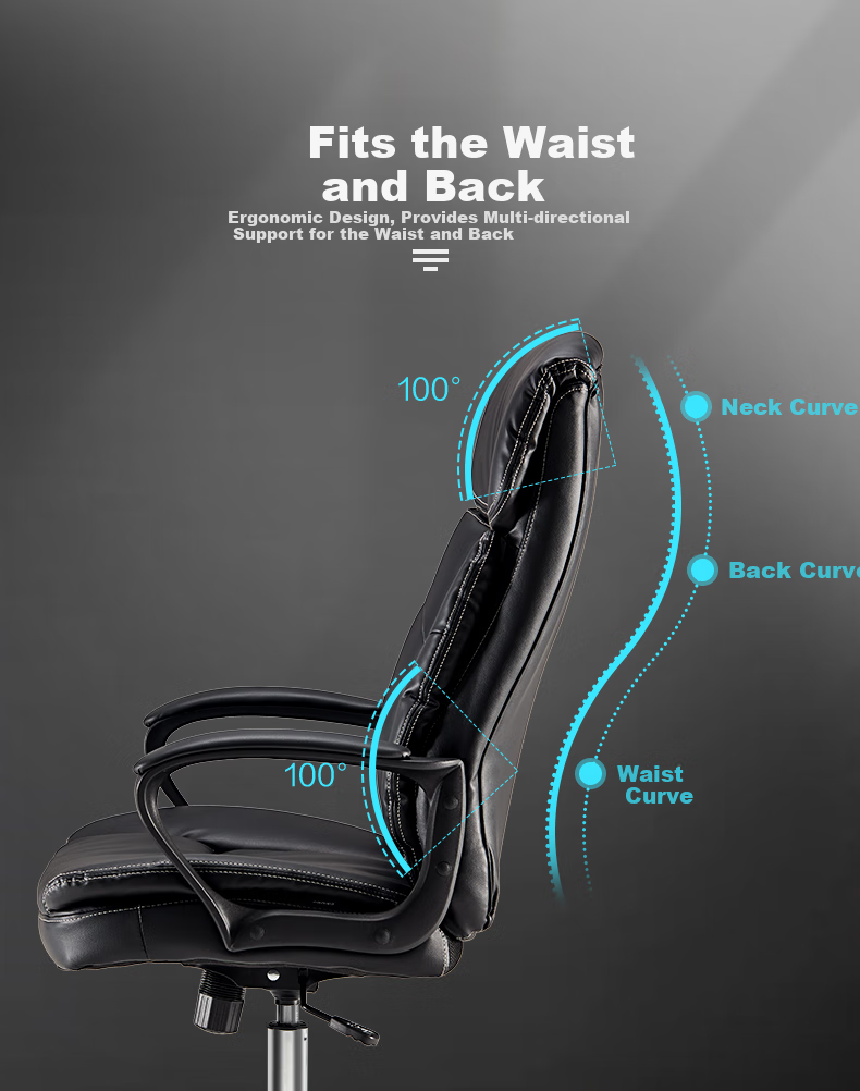 Deli Ecological Leather Executive Chair, Comfortable Home Office Chair, Ergonomic Computer Chair, 4913S 3