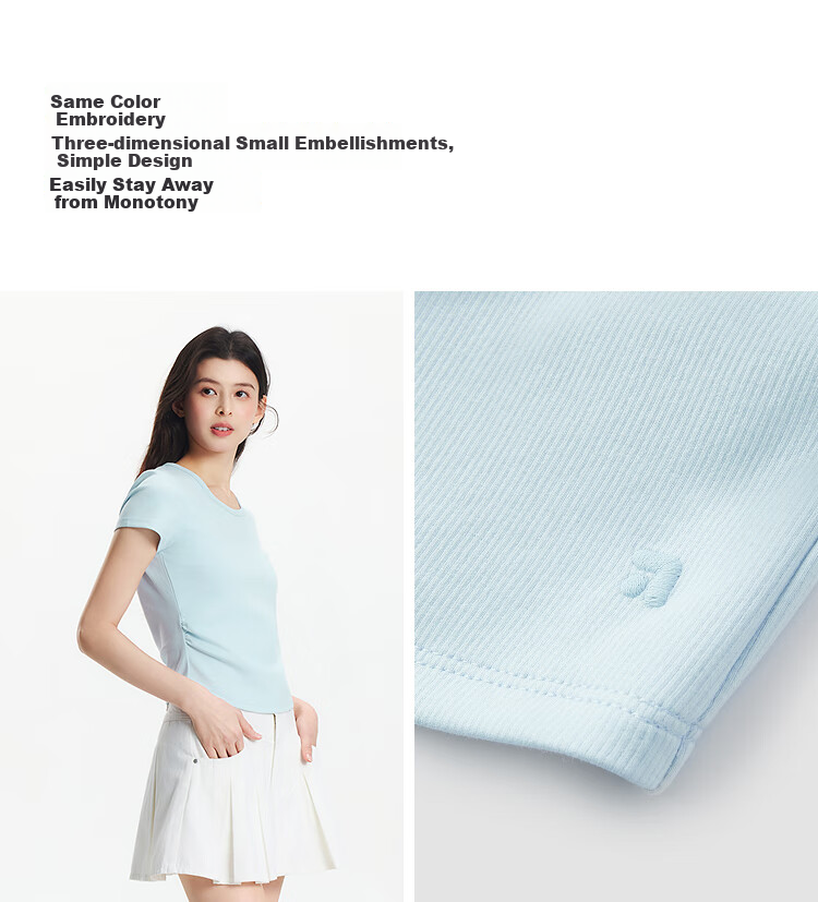 Semir Women's Short Sleeve T-Shirt, Fitted Round Neck, Inner Wear, Summer Cool Waist-Cinching V-Neck Top, Hot Girl Style, 109326100003 12