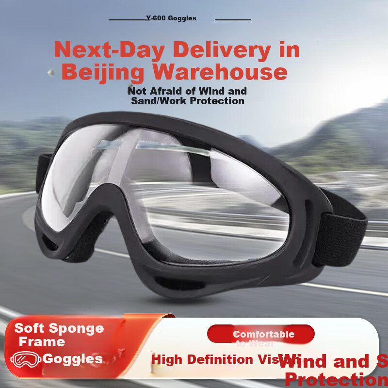 Beifute Goggles, Pollen-Proof, Anti-Fog, Windproof, Sandproof, Face-Sealed, Dust-Proof, Industrial Cutting, Splash-Proof, Grinding, Hiking, Cycling, Travel [Soft Sponge Inner Frame] Clear Lenses