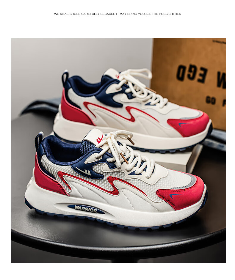 Warrior Men's Sneakers 2025 Summer Casual Breathable Low-top Shoes for Men Beige/Grey/Blue Size 40 16