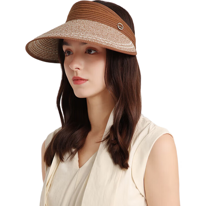Kenmont Foldable Wide Brim Open Top Sun Protection Straw Hat for Women Spring Summer Beach UV Protection Vacation Sunshade Hat 6062