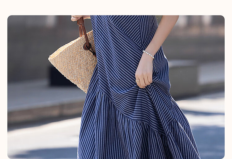 Demana [with Soft Cloud Cotton] Summer Multi-layer Spliced Sleeveless Strap Irregular A-line Women's Dress 5