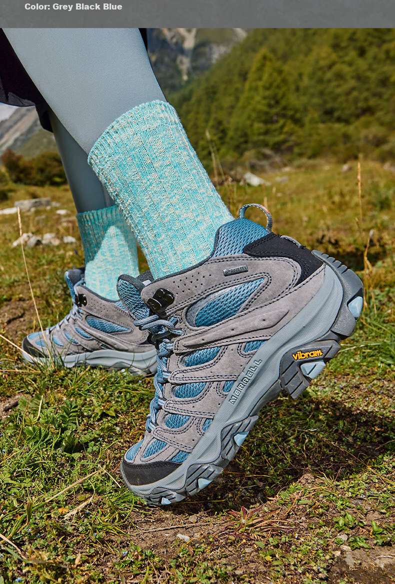 Merrell Outdoor Shock-Absorbing Hiking Shoes for Women, MOAB3MID WP Mid-Top Waterproof Breathable Non-Slip Wear-Resistant Mountaineering Boots 6