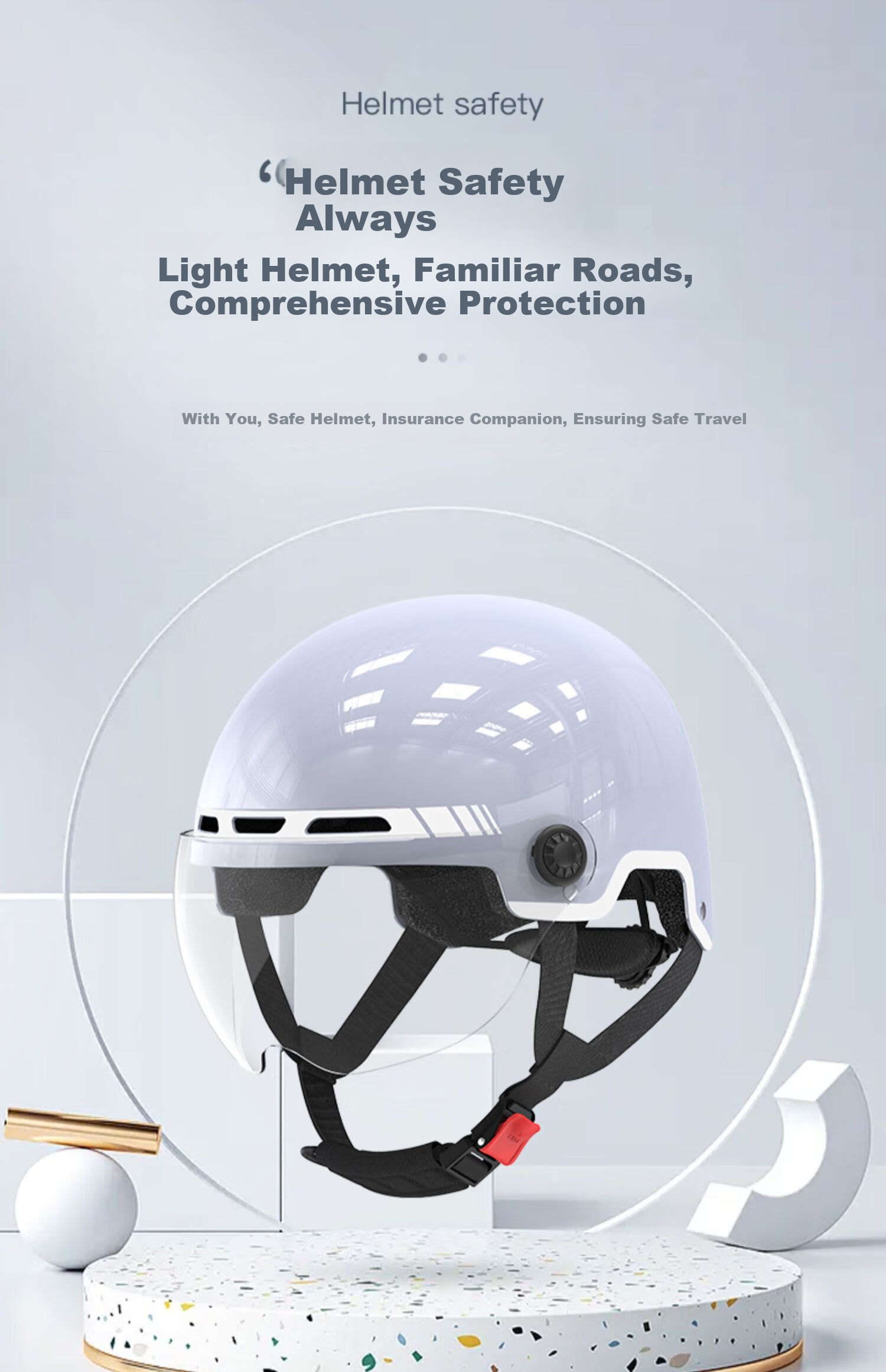 Xiaoan Electric Bicycle Helmet, 3C Certified, Summer Unisex Motorcycle Riding Half Helmet, Suitable for Electric Scooters And All Seasons, Safety Helmet, Pearl White 0811M, Head Circumference 54-58CM 1