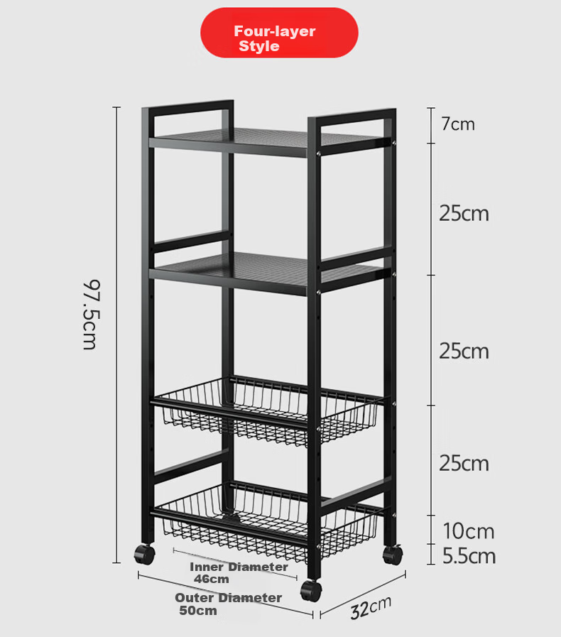 Shunyou Kitchen Storage Rack, Multifunctional Vegetable Basket, Storage Shelf, Fruit And Vegetable Organizer, Floor-Standing Multi-Layer Vegetable Rack, SY-083 12