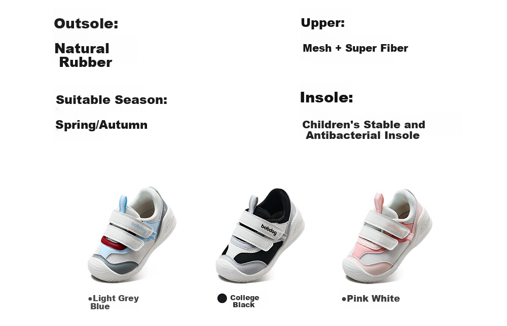BOBDOG Children's Shoes for Boys And Girls, Toddler Walking Shoes, Spring And Autumn Non-Slip Soft-Soled Functional Shoes for Kids, Infant And Toddler Footwear, Academy Black, Size 20 2