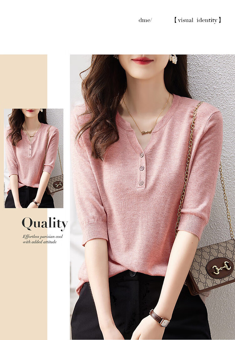 Dme [Baohe Milk Cheese] Spring And Summer Semi-Sheer Cardigan, Five-Quarter Sleeve, Petite Knit Sweater for Wome 9