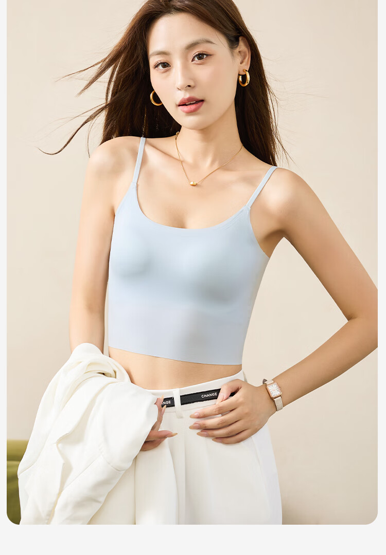 Dushiliren Black Camisole Tank Top for Women with Built-In Bra Pads, Seamless Backless Vest Bra, One-Piece Outer Wear, Stylish And Elegant 13