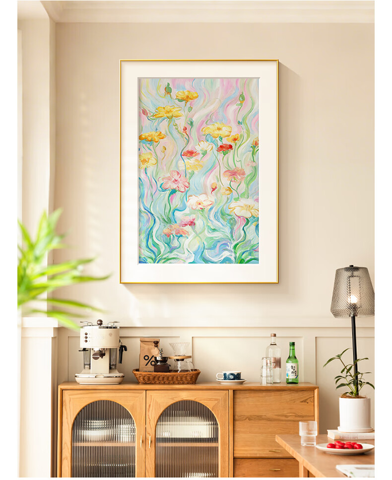 Haojiubujian × Lin Yun, Cream Style Living Room Decorative Painting, Floral Sofa Background Wall Art, Housewarming Gift, Entrance Hallway Hanging Picture 1