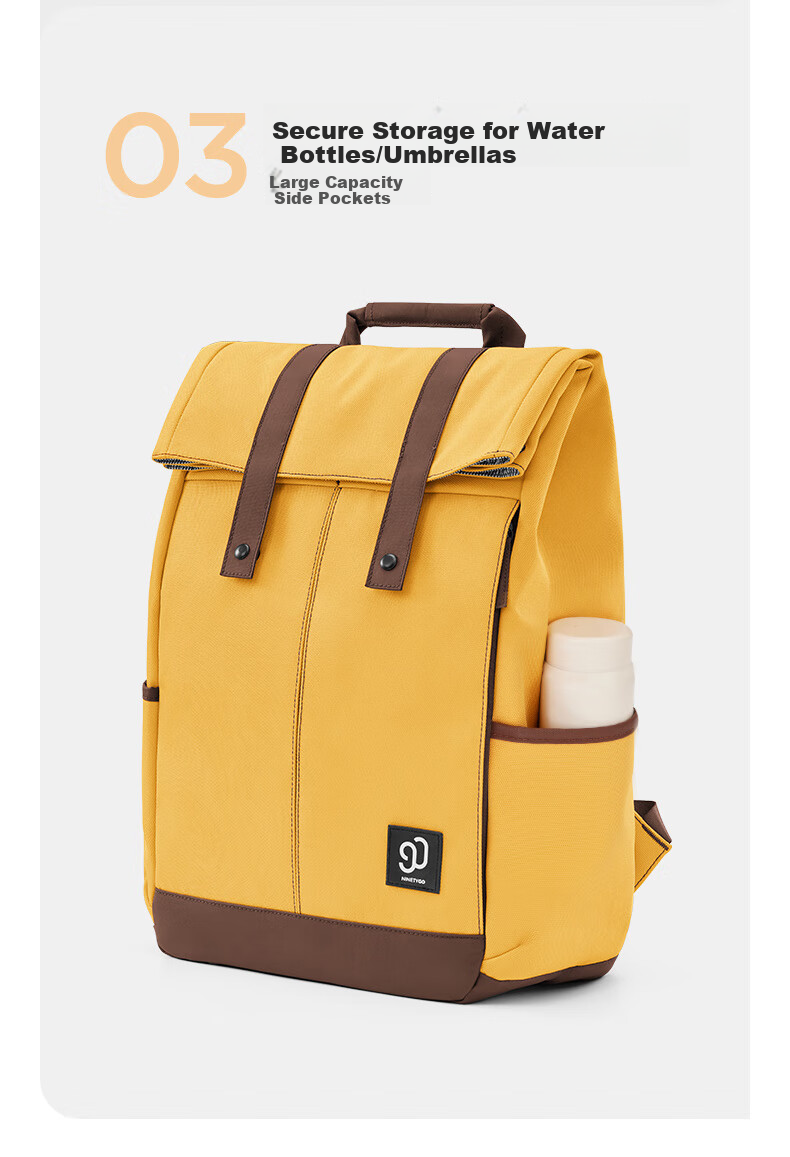 90Fen Backpack for Men And Women, Casual Sports Travel Bag with Large Capacity, Student Schoolbag, Yellow 8