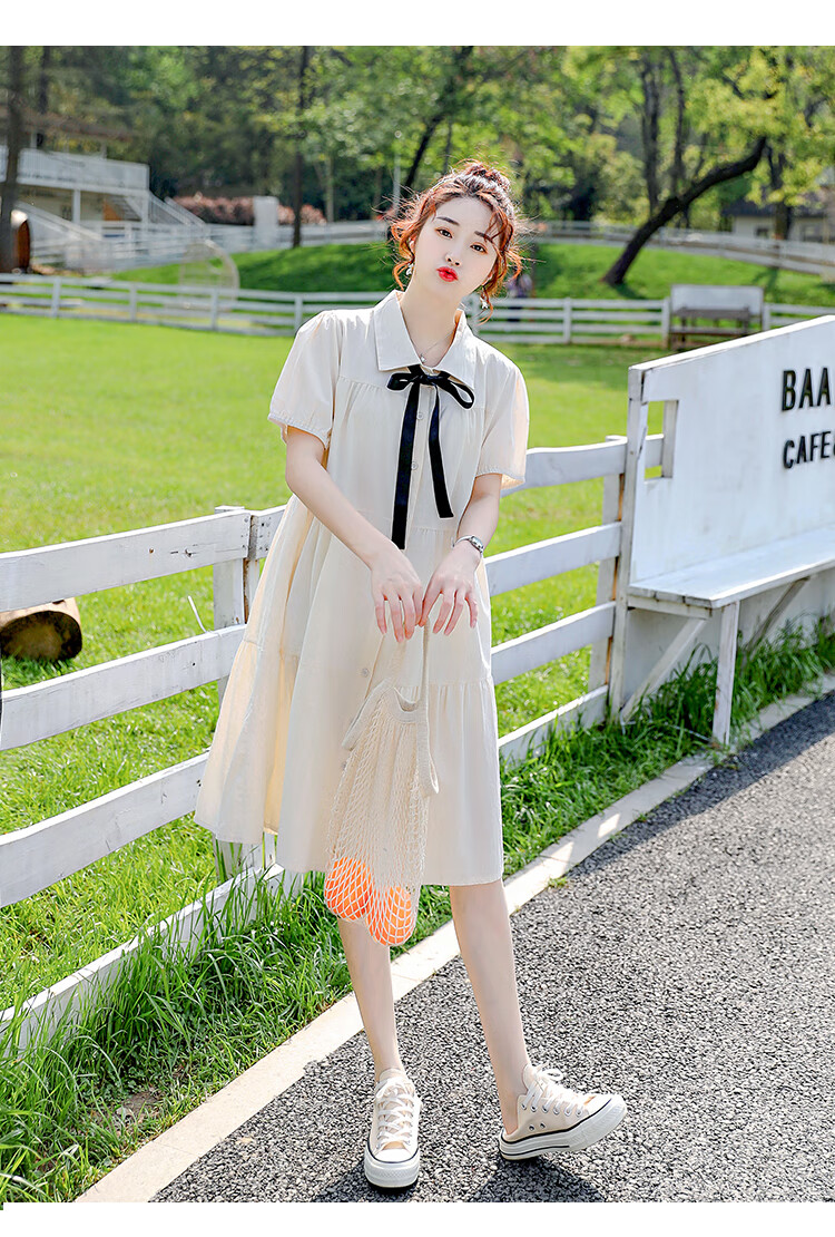 JOYNCLEON Maternity Summer Nursing Dress Short Sleeve Loose Long Dress Apricot M Jly156791 13