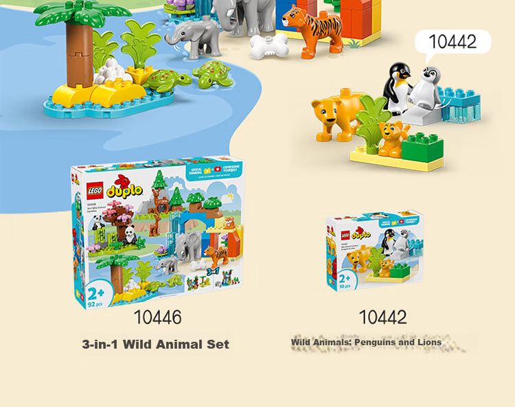 LEGO Building Blocks, 10446 Three-In Wildlife Collection, Toys for Boys And Girls, Children's Birthday Gift, Large Bricks 9