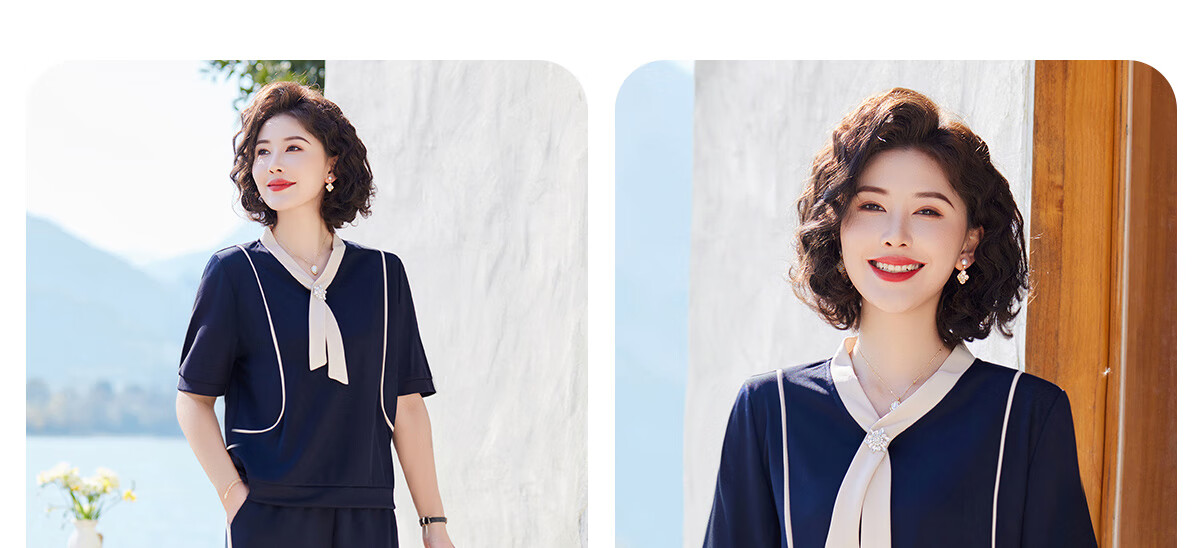 Yuzhaolin Mom Spring Sports Suit Middle-aged and Elderly Women's Long Sleeve Sportswear Two-piece Set Y51K051 10
