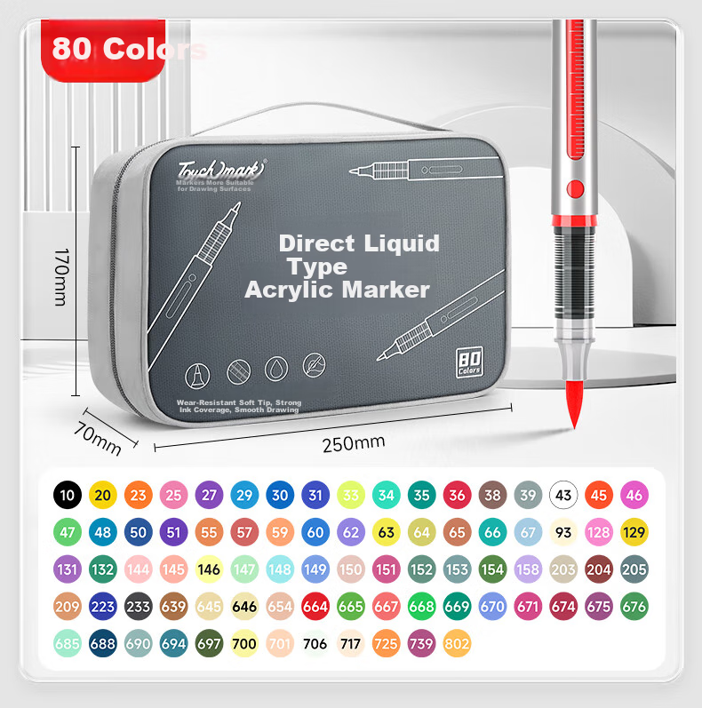 Touch Mark 48-Color Direct Liquid Soft-Tip Acrylic Markers, Large Capacity Watercolor Pens with Intelligent Ink Control, Non-Translucent Colors, Birthday Gift for Students, Children, Boys And Girls 22