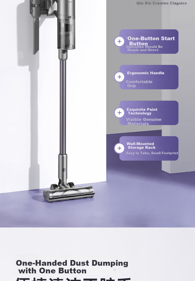 Haier Cordless Vacuum Cleaner with Long Battery Life, Handheld, Green Light Dust Indicator, Portable Cleaning And Dust Removal Machine [With Integrated Suction And Mopping Water Tank + Mattress Mite Removal Brush] S2 [New Year Gift] 16