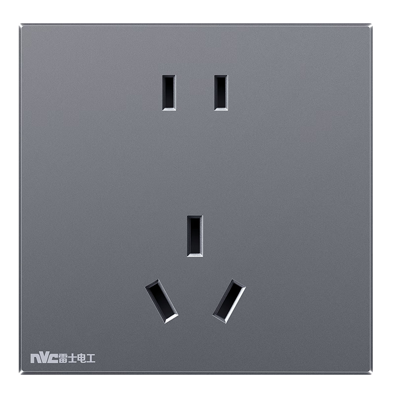 NVC Lighting Electrical Switch Socket 2-Hole 10A 3-Hole 16A High Power 86-Type Flush Mount Socket Panel Misty Gray