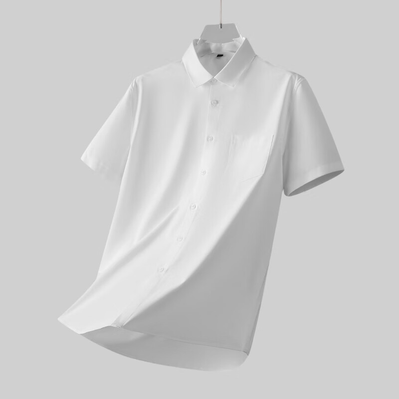Ayoupang Summer Short-Sleeve Large-Size Pure Cotton Shirt, Loose-Fitting Business Formal Wear, Breathable Comfortable All-Cotton Casual White Shirt for Me 5