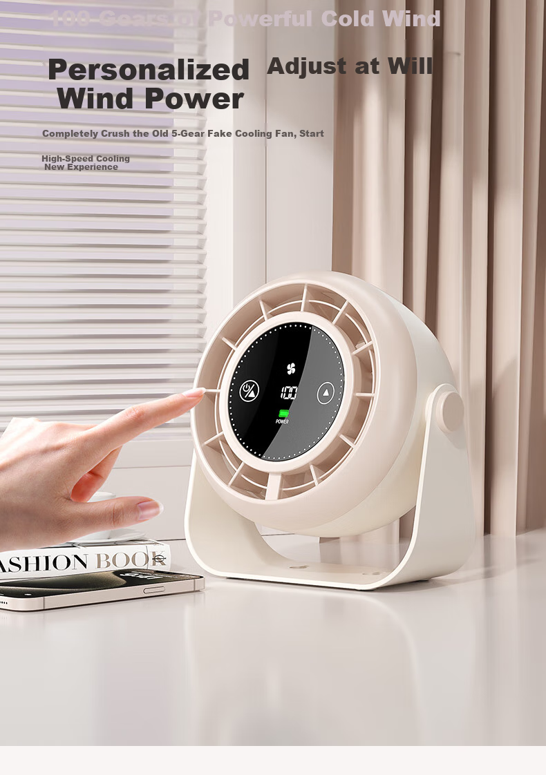 Suoying Dual Turbo 100-Speed Desktop Fan Small Silent USB Rechargeable Portable Outdoor Double-Head Air Circulation Cooling Fan for Dormitory Bed Office 10