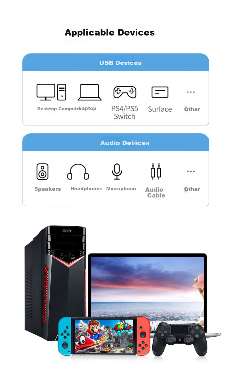 Jinghua USB External Sound Card for Desktop Computer And Laptop, USB to 3.5mm Audio Headphone Microphone Two-In Speaker Converter Head, Deep Brown, 0.5 Meter, Z175B 9