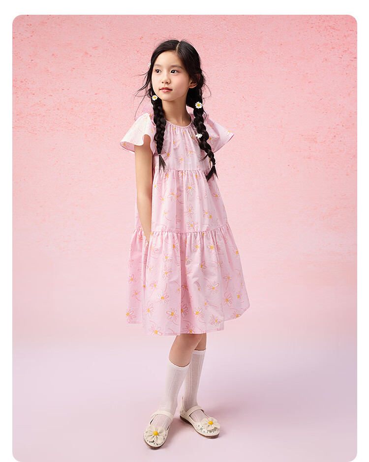 BALABALA Girls Dress Children's Summer 2025 Sweet A-Line Skirt for Big Kids 208225111017 12