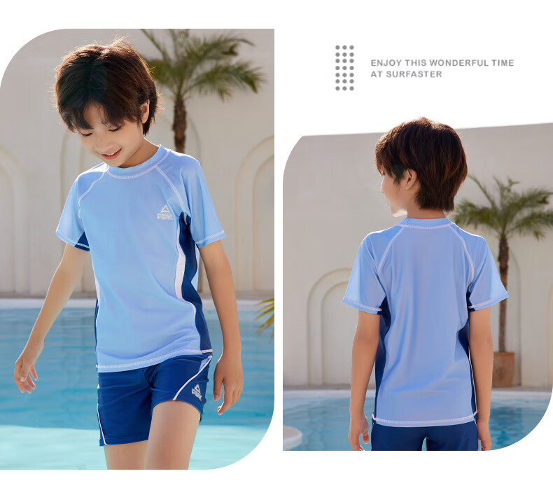 PEAK Kids Two-Piece Swimwear Boys Youth Thermal Swimwear Deep Blue 120 10