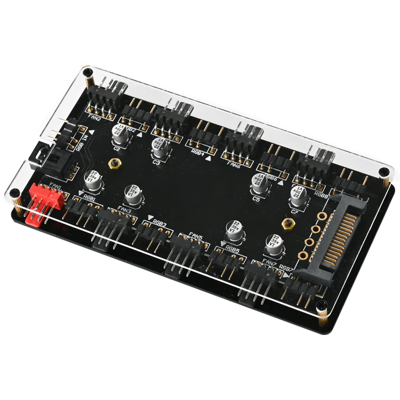 NVV Fan Hub ARGB Synchronized PWM Temperature Control Fan Speed Controller for Motherboard, 8-Port Expansion Splitter NZ-FH02