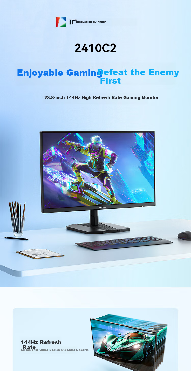 Inno&cn 27-Inch 2K High-Definition 320Hz Gaming Monitor, FastIPS, 1ms Response Time, Height Adjustable, HDR400, HDMI2.1, Triangular Gaming Computer Display Screen, 27G2T 1