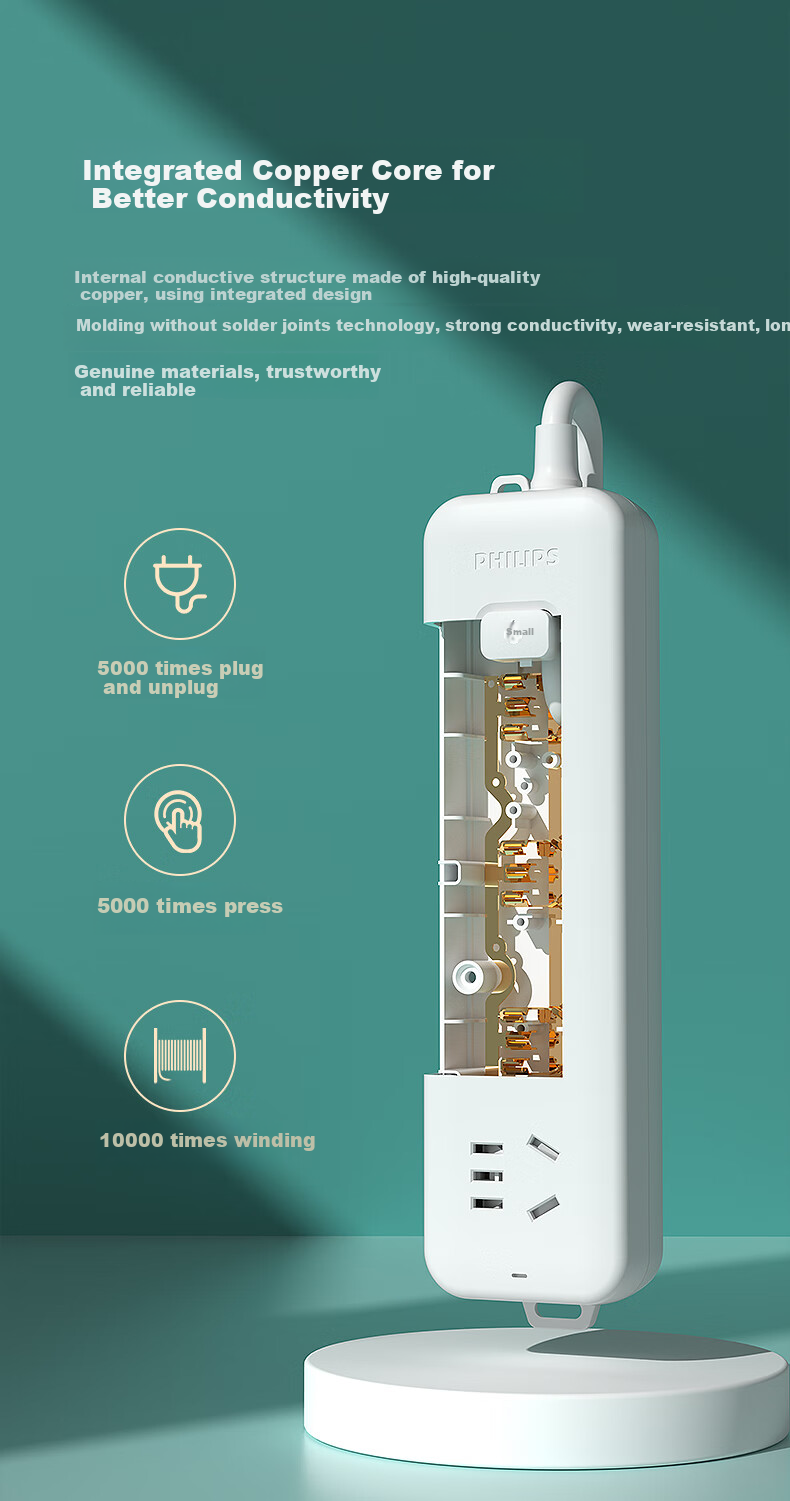 PHILIPS 3-Outlet Master Control 0.8m Child Safety Door Power Strip 4