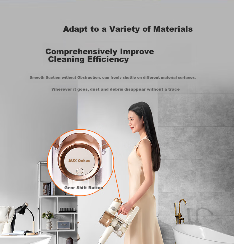 AUX Cordless Handheld Vacuum Cleaner for Home Use with Strong Suction, Low Noise, Green Light Dust Indicator, Carpet And Cat Hair Cleaning, Long Battery Life AXC-22DV8W 14