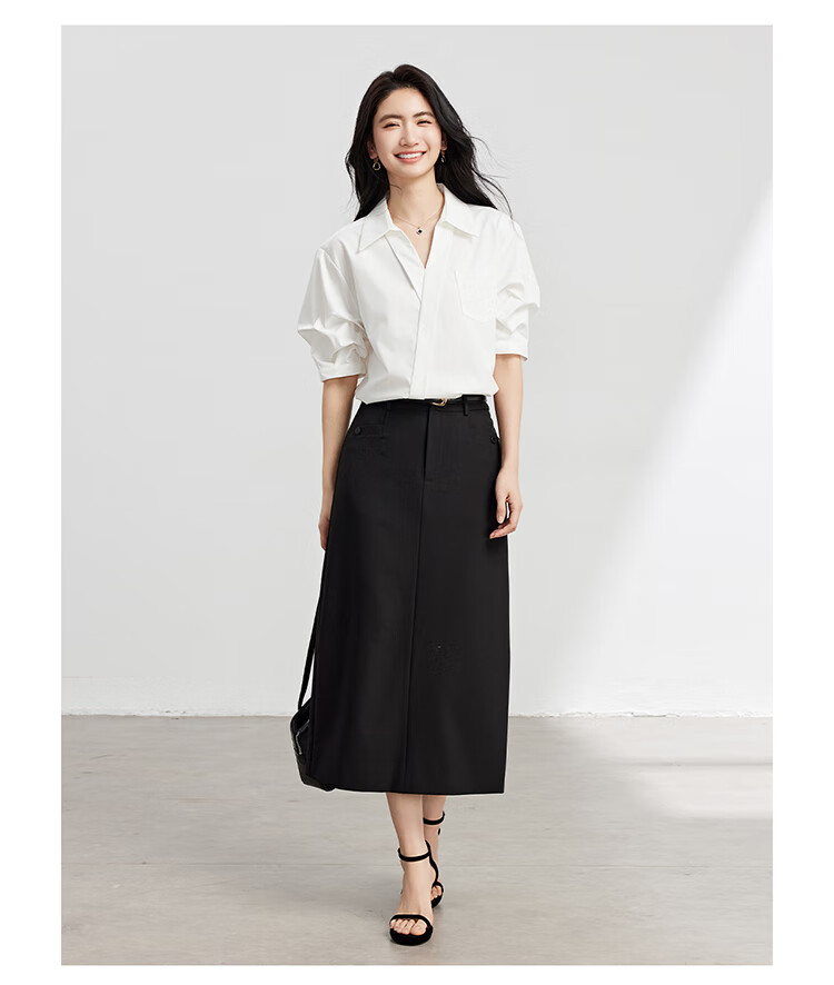 Bodexiaojie Blue Stylish Luxury V-Neck Shirt for Women, Summer Commute Short-Sleeve Top, Professional Petite Interview Blouse, XL 4