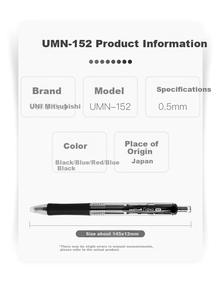 Uni Mitsubishi UMN-152 Red Gel Pen, Stylish 0.5mm Signature Pen, Business And Student Office Pen, Office Supplies Stationery Set, 3 Pens 8