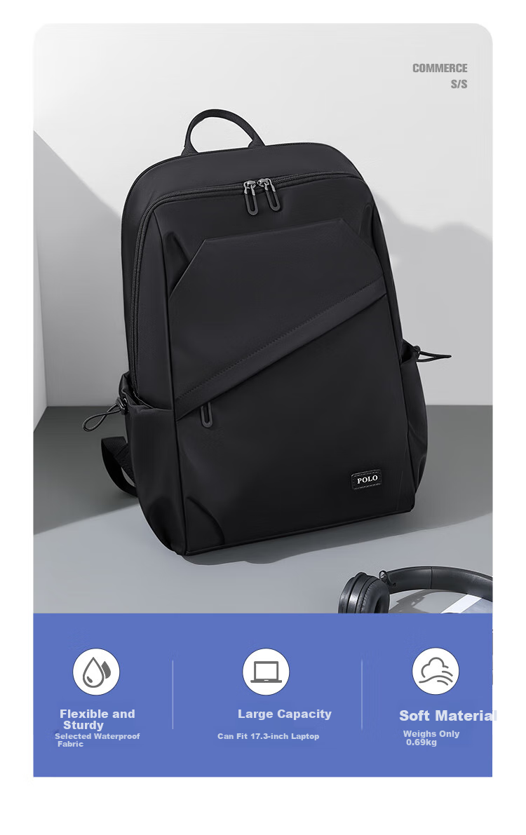 POLO Backpack for Men, Short Trip Travel Backpack, Student Schoolbag, 16/17.3-Inch Laptop Bag, Business Travel Bag 2