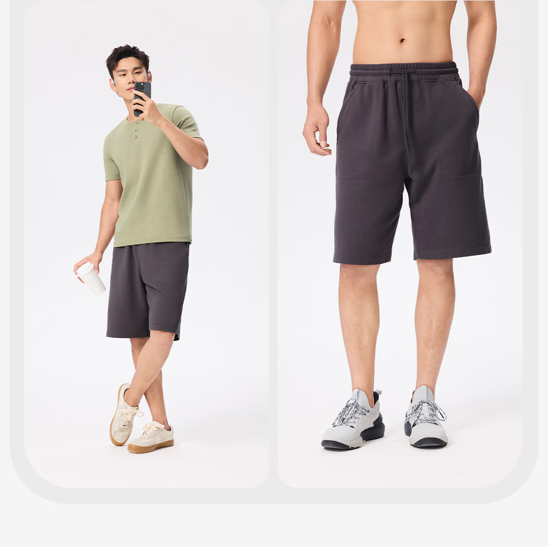 Keep Men's Sports Shorts, 2025 Fitness Running Five-Point Pants, Pure Cotton Casual Pants, Dark Gray, 2XL 14