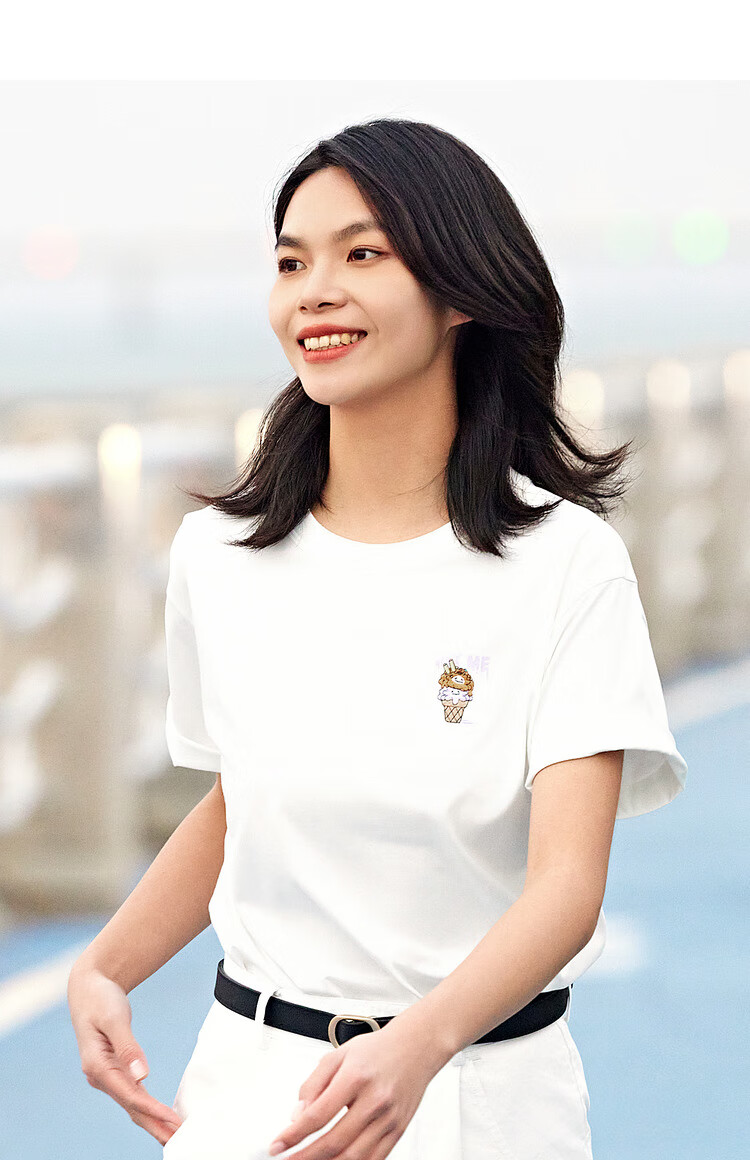 Semir [Colorful Cool-Feeling T-Shirt] Women's Short-Sleeve T-Shirt, Mid-Length, Loose-Fitting, Comfortable Embroidered Top, 109324100007 25