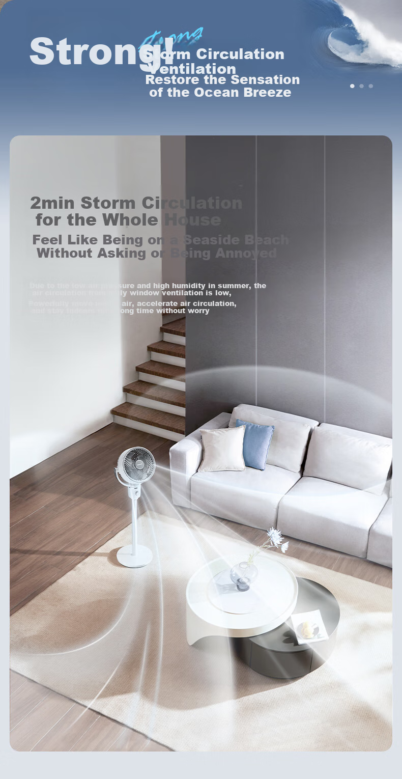 AIRMATE [Xiaobofeng] Air Circulation Fan, High Airflow Oscillating Electric Fan for Home Use, Quiet And Gentle Wind, Small Fan with English Plug, Specially Designed for Hong Kong Users FA18-X227 3