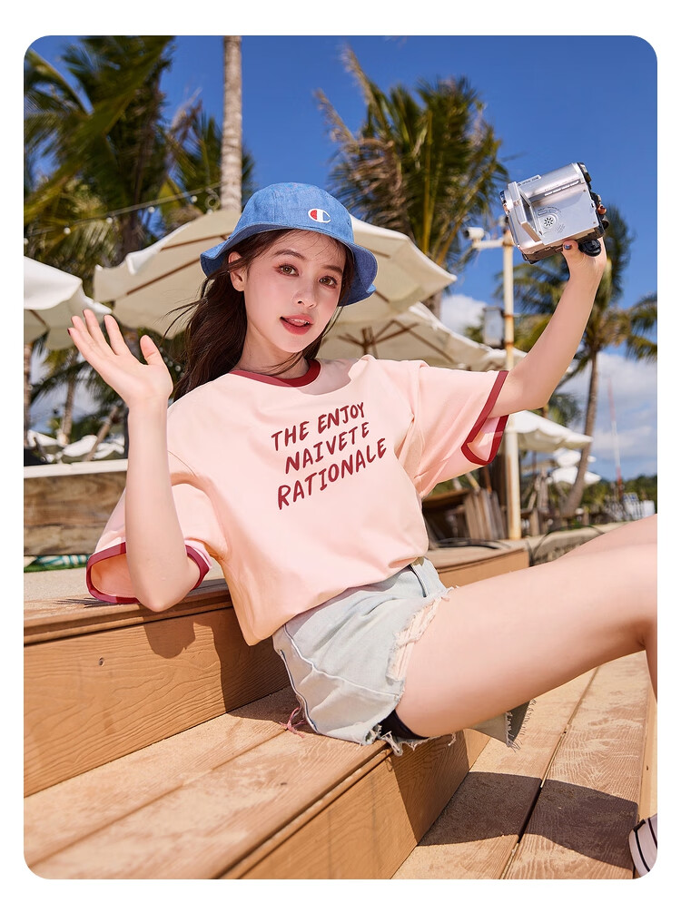 TonLion 2026 Summer Color-Block Crew Neck Short Sleeve Women's T-Shirt Trendy New Hot Style Tee 5