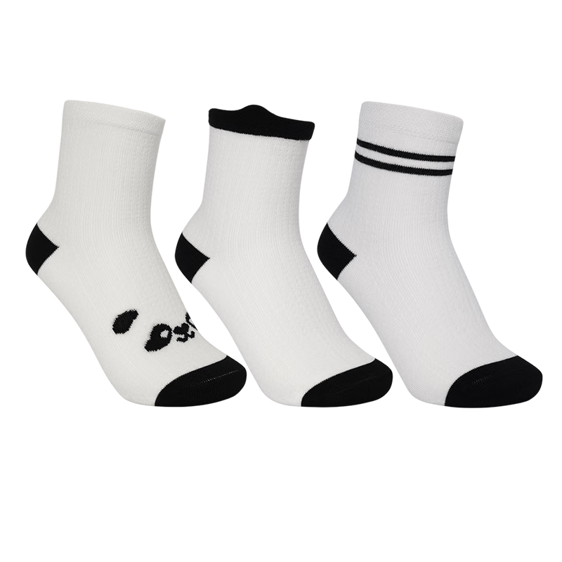 AIMER KIDS Summer Socks, Antibacterial And Odor-Resistant, Boys And Girls Short Socks, 3-Pack, Panda Design, for Ages 4-6, Foot Length 16-18 Cm