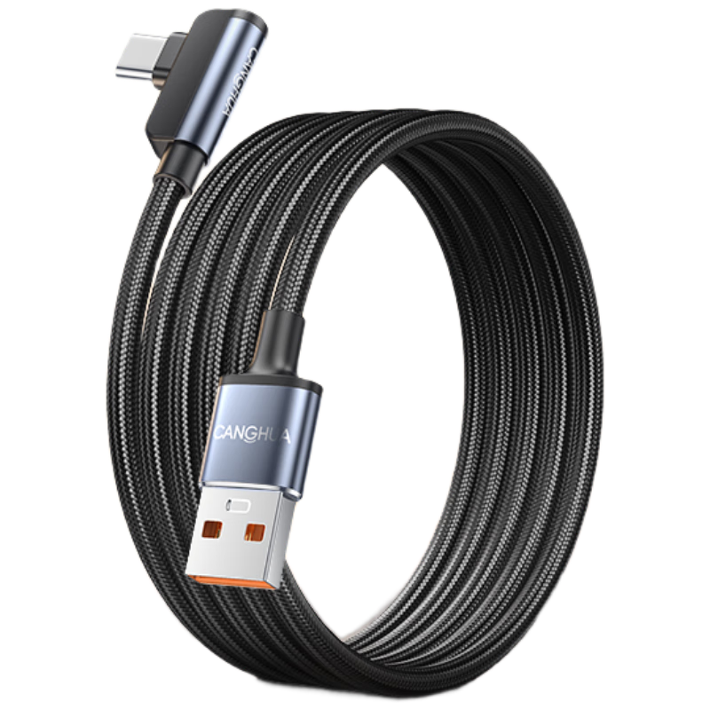 Canghua Type-C Data Cable with Angled Head, 6A Fast Charging 240W/100W Charging Cord Compatible with Huawei, Honor, Apple IPhone, Xiaomi, OPPO, OnePlus, Vivo, Samsung, IQOO Phones