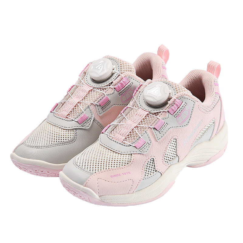 KAWASAKI Children's Badminton Shoes, Starry Sky Kids' Button Laces Sneakers, C4413 Pink, Size 34