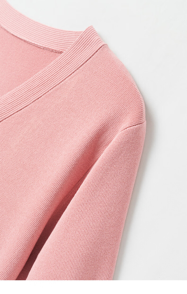 YANYEE Pink Cable Knit Sweater Women 2025 Summer Elegant Slim Fit Long Sleeve V-Neck Top Purple M 14