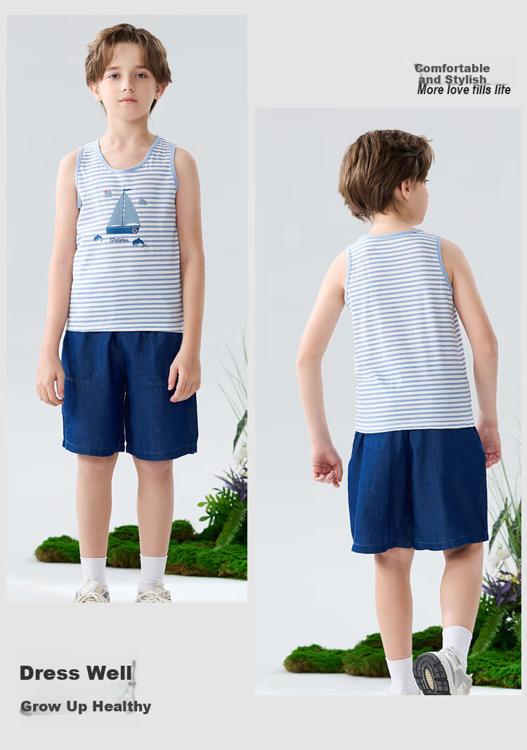 MiiOW Kids Boys Summer Thin Vest 100% Cotton Sleeveless Casual T-Shirt for Toddlers and Older Children 12