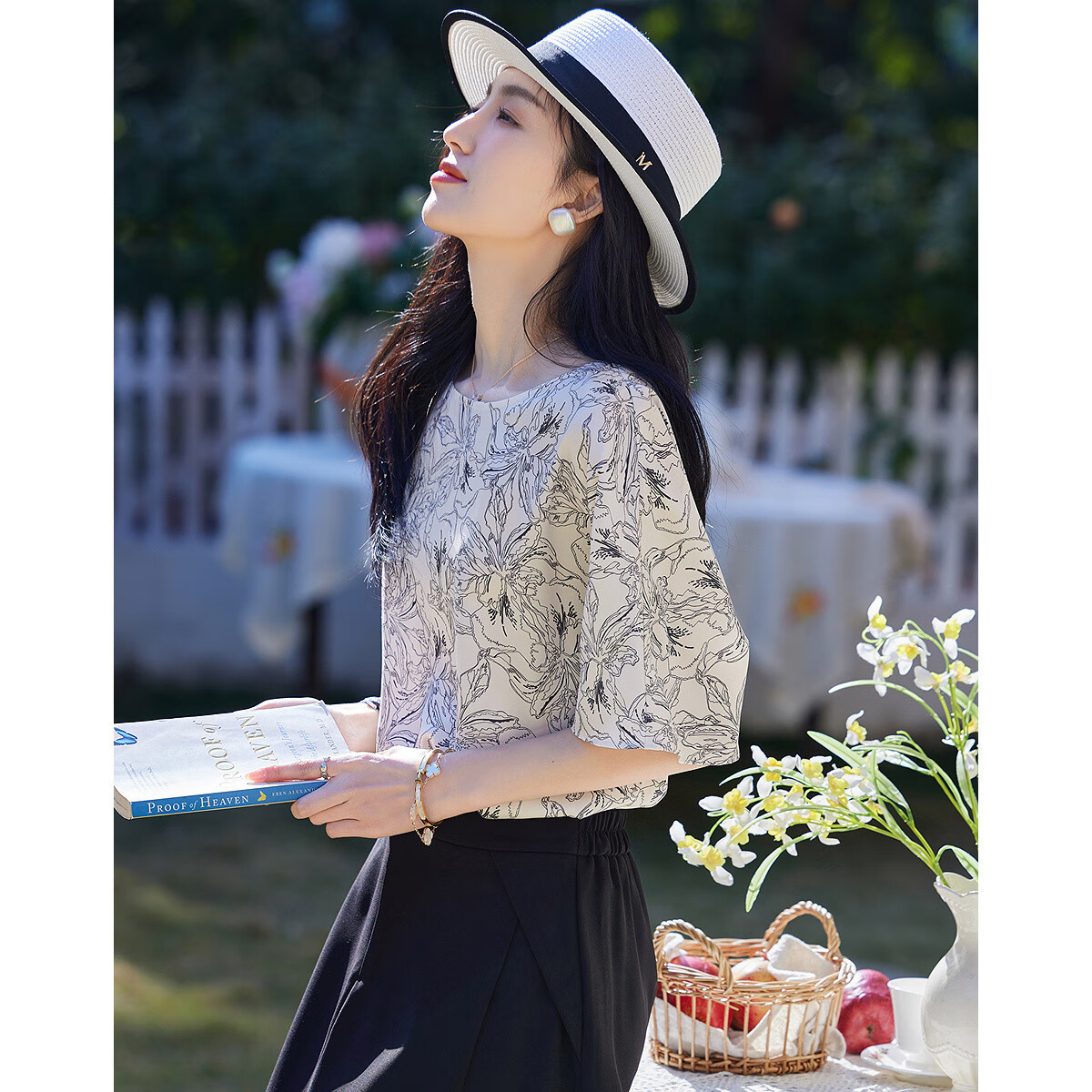 Demana Silk-Like Draped Summer Glossy Twill Satin Printed Shirt Commuter Long Sleeve Elegant Blouse for Women