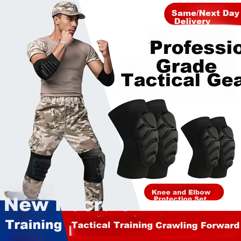 Bamaier Tactical Knee And Elbow Pads, Crawling Training Set for New Recruits, Military Training Sportswear, Protective Gear, Thickened Breathable Anti-Fall And Anti-Collisio