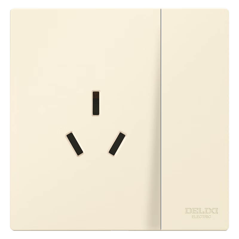 DELIXI Switch Socket Matte Frosted Large Panel 86 Type Ultra-thin Switch 295 Silver Osmanthus Yellow Single Control Three-hole 16A