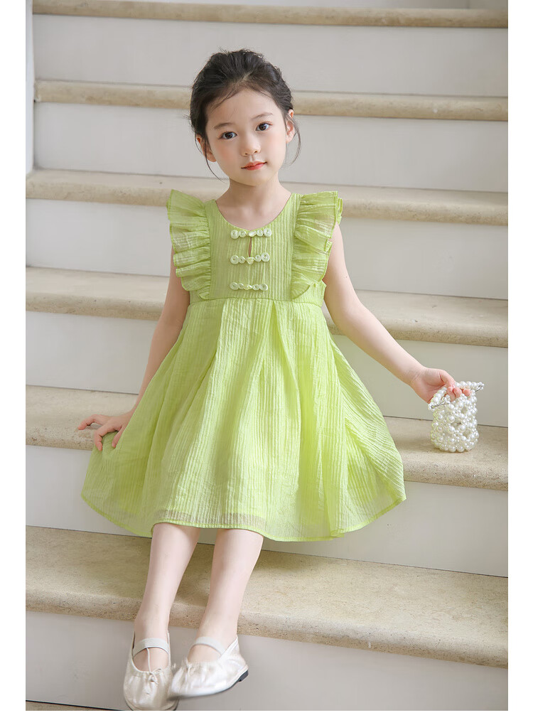 Tutuxiaoxiang Girls' Dress Children's Clothing Dress with Small Flutter Sleeves Princess Dress Mustard Yellow 130 Height Approximately 130cm 6