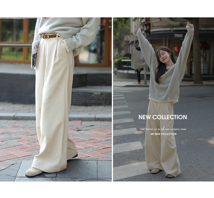 Mt [Casual Style Wide-Leg Pants] Autumn Corduroy Wide-Leg Casual Trousers for Wome 4