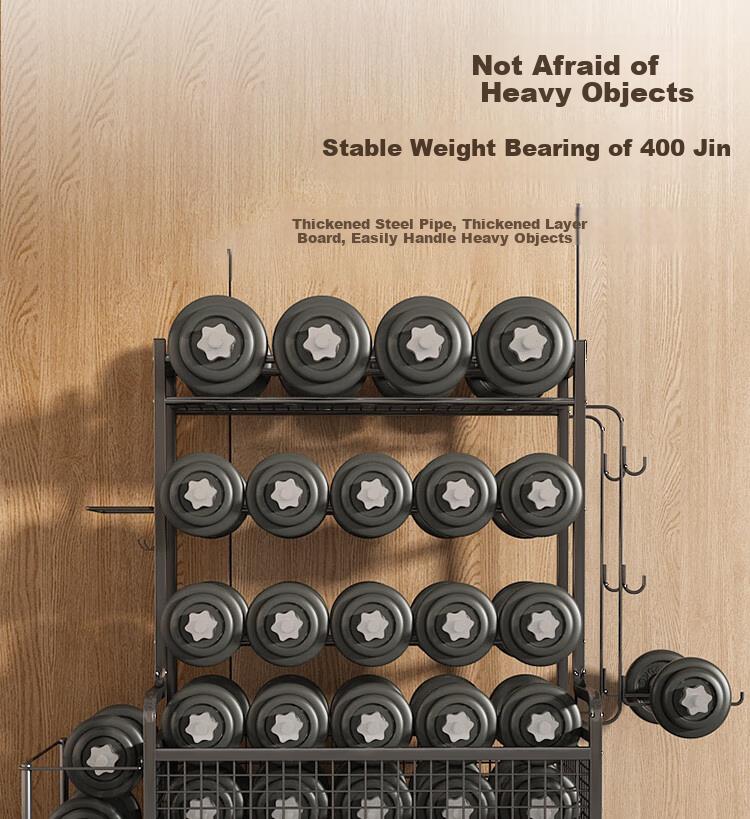 AEY Fitness Equipment Storage Rack, Multi-Functional Home Gym Dumbbell Yoga Mat Ball Storage Shelf, Sports Goods Organizer Basket 7