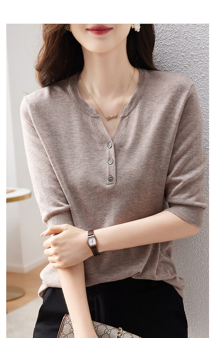 Dme [Baohe Milk Cheese] Spring And Summer Semi-Sheer Cardigan, Five-Quarter Sleeve, Petite Knit Sweater for Wome 6